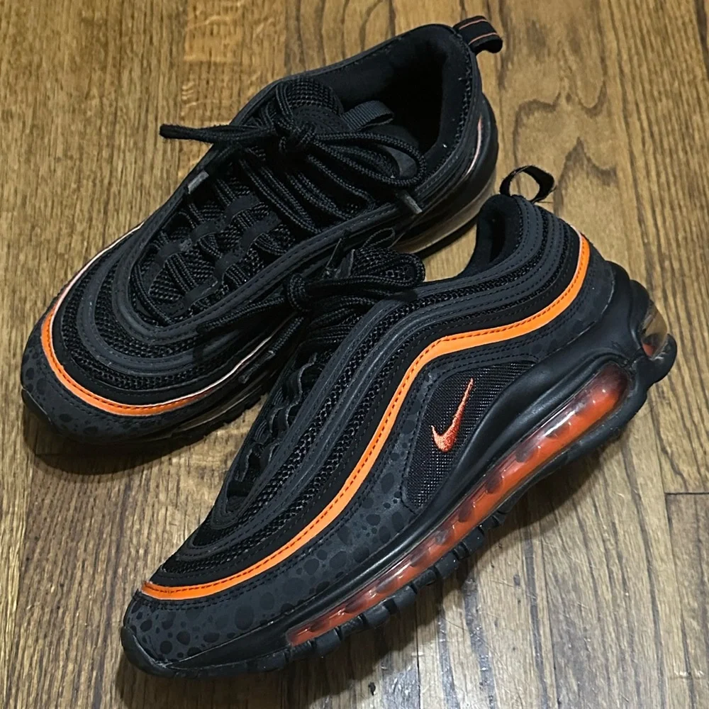 Nike Air Max 97 'Black Safety Orange' Sneakers - Picture 1 of 11